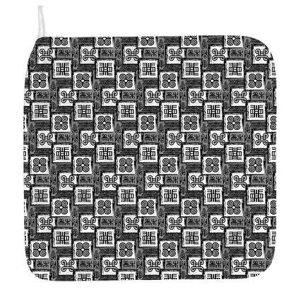 Grey African Adinkra Symbols Print Hand Towel