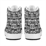 Grey African Adinkra Symbols Print High Top Leather Sneakers