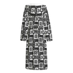 Grey African Adinkra Symbols Print Hooded Bathrobe