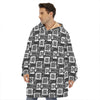 Grey African Adinkra Symbols Print Hoodie Blanket