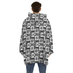 Grey African Adinkra Symbols Print Hoodie Blanket