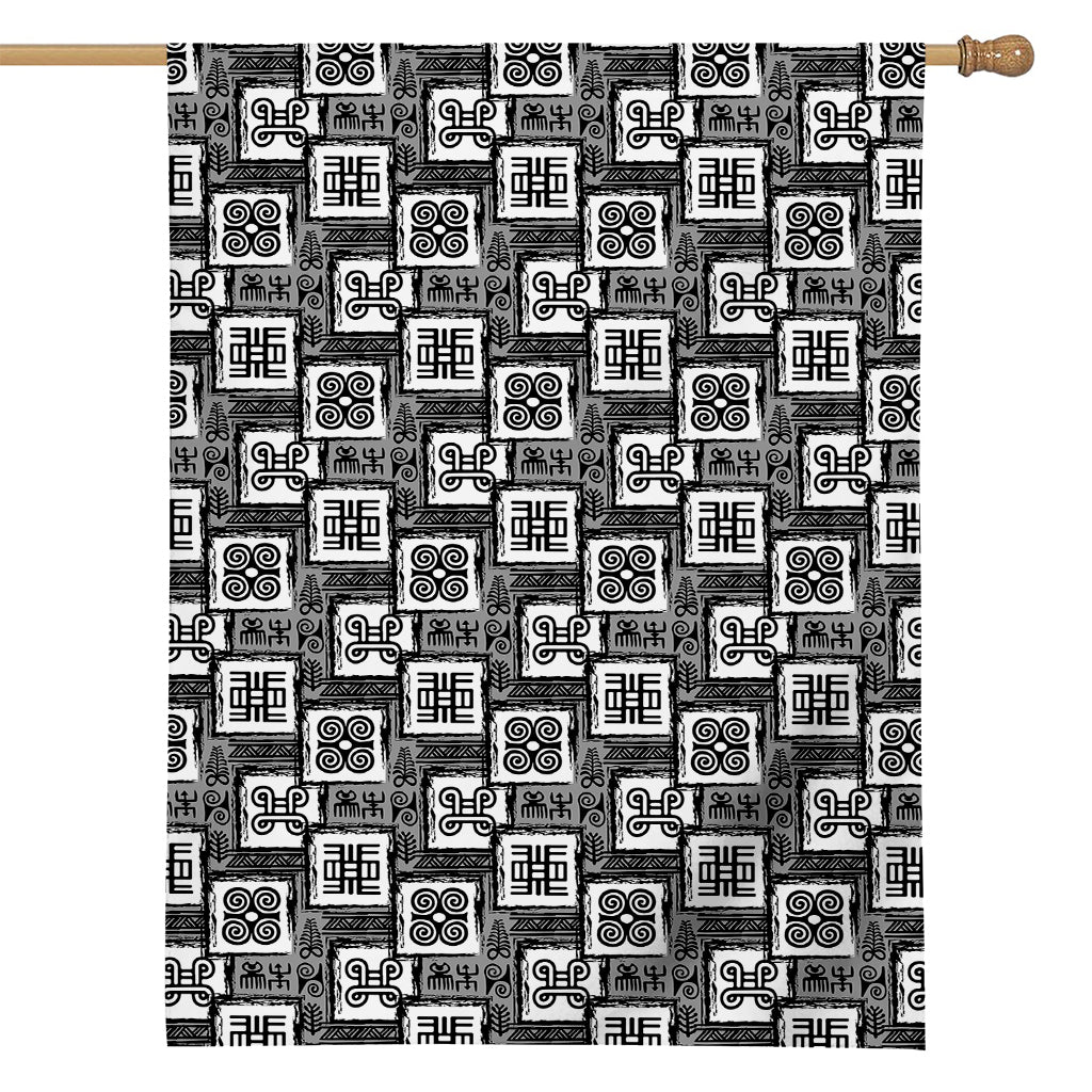 Grey African Adinkra Symbols Print House Flag