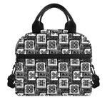 Grey African Adinkra Symbols Print Insulated Lunch Bag