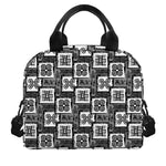 Grey African Adinkra Symbols Print Insulated Lunch Bag