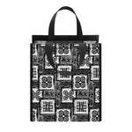 Grey African Adinkra Symbols Print Insulated Lunch Tote