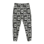 Grey African Adinkra Symbols Print Jogger Pants