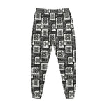 Grey African Adinkra Symbols Print Jogger Pants