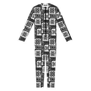 Grey African Adinkra Symbols Print Jumpsuit