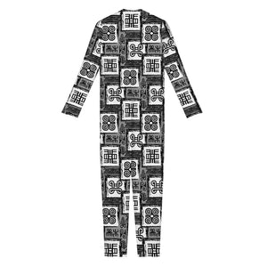 Grey African Adinkra Symbols Print Jumpsuit