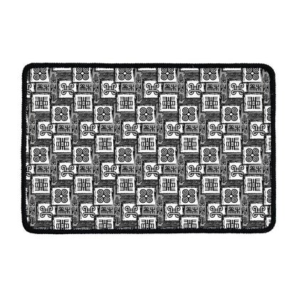 Grey African Adinkra Symbols Print Kitchen Mat
