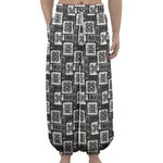 Grey African Adinkra Symbols Print Lantern Pants