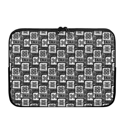 Grey African Adinkra Symbols Print Laptop Sleeve