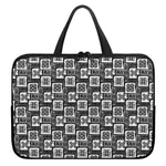 Grey African Adinkra Symbols Print Laptop Sleeve With Handle