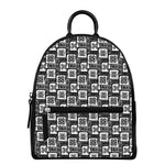 Grey African Adinkra Symbols Print Leather Backpack