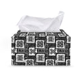 Grey African Adinkra Symbols Print Leather Tissue Box Cover
