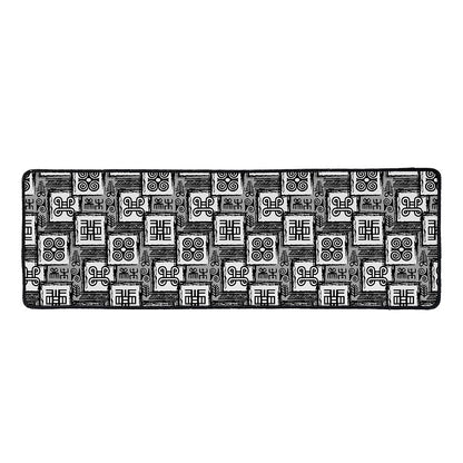 Grey African Adinkra Symbols Print Long Kitchen Mat