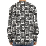 Grey African Adinkra Symbols Print Long Sleeve Baseball Jersey