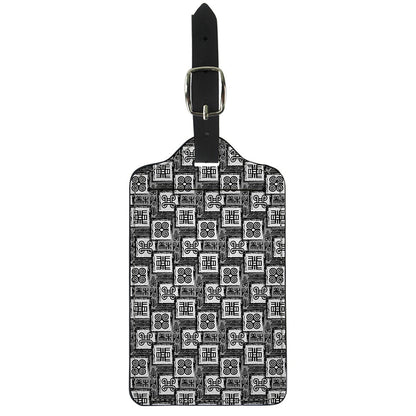 Grey African Adinkra Symbols Print Luggage Tag