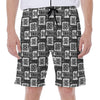 Grey African Adinkra Symbols Print Men's Beach Shorts