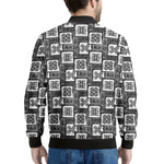 Grey African Adinkra Symbols Print Men's Bomber Jacket