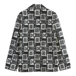 Grey African Adinkra Symbols Print Men's Cotton Blazer