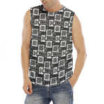 Grey African Adinkra Symbols Print Men's Fitness Tank Top