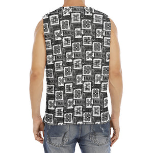 Grey African Adinkra Symbols Print Men's Fitness Tank Top