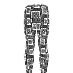 Grey African Adinkra Symbols Print Men's leggings