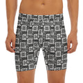 Grey African Adinkra Symbols Print Men's Long Boxer Briefs