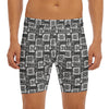 Grey African Adinkra Symbols Print Men's Long Boxer Briefs