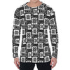 Grey African Adinkra Symbols Print Men's Long Sleeve T-Shirt