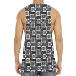 Grey African Adinkra Symbols Print Men's Muscle Tank Top