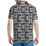 Grey African Adinkra Symbols Print Men's Polo Shirt