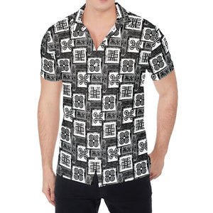 Grey African Adinkra Symbols Print Men's Shirt