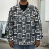 Grey African Adinkra Symbols Print Men's Shirt Jacket