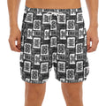 Grey African Adinkra Symbols Print Men's Split Running Shorts