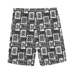 Grey African Adinkra Symbols Print Men's Sports Shorts