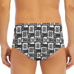 Grey African Adinkra Symbols Print Men's Triangle Swim Briefs