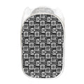 Grey African Adinkra Symbols Print Mesh Laundry Hamper