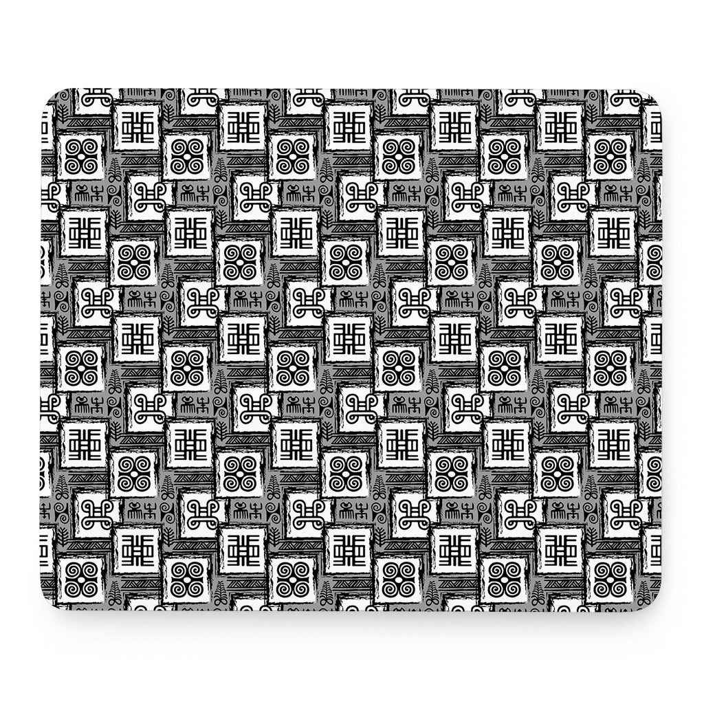 Grey African Adinkra Symbols Print Mouse Pad