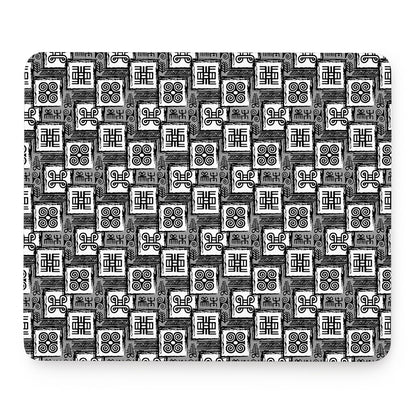 Grey African Adinkra Symbols Print Mouse Pad