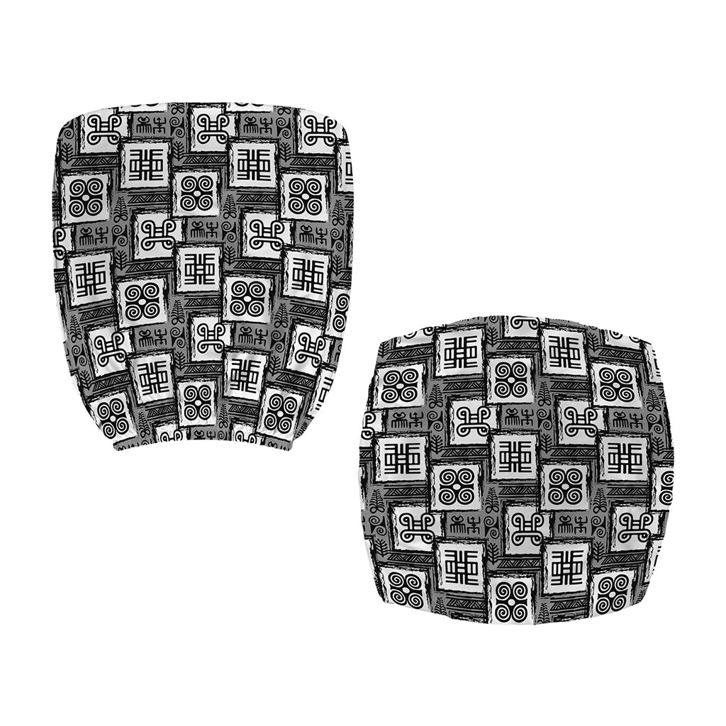 Grey African Adinkra Symbols Print Office Chair Cover