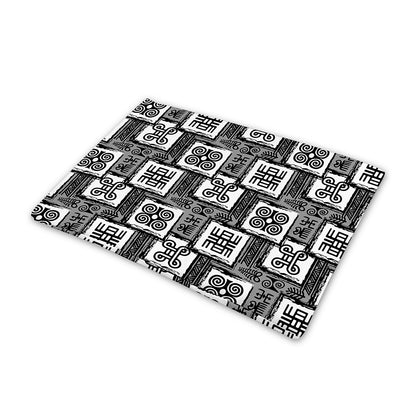 Grey African Adinkra Symbols Print Pet Cooling Mat Cover