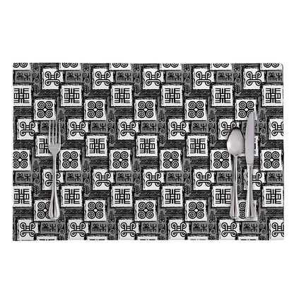 Grey African Adinkra Symbols Print Placemat