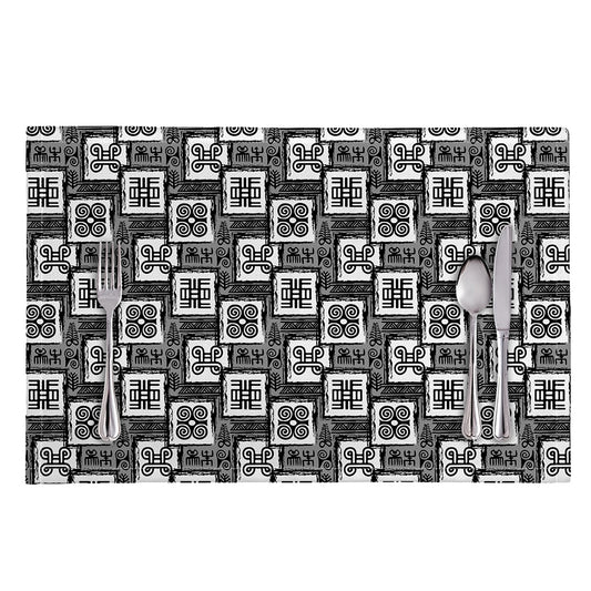 Grey African Adinkra Symbols Print Placemat