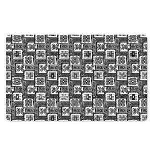 Grey African Adinkra Symbols Print Polyester Doormat