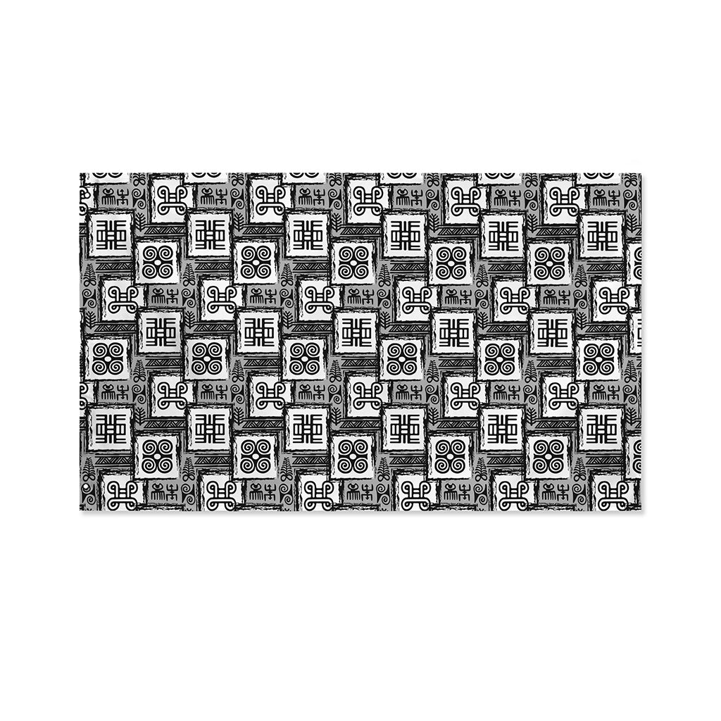 Grey African Adinkra Symbols Print Polyester Flag