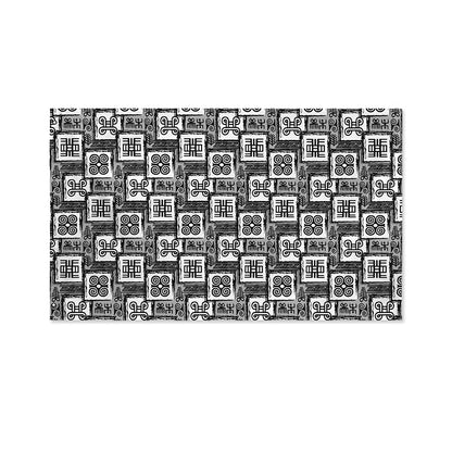 Grey African Adinkra Symbols Print Polyester Flag