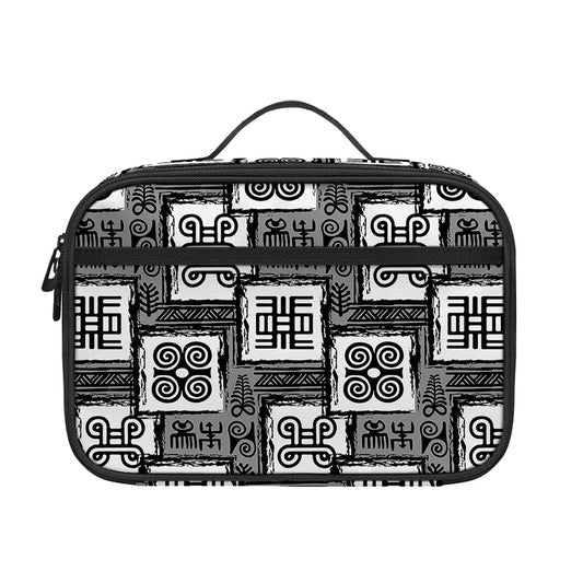 Grey African Adinkra Symbols Print Portable Lunch Bag