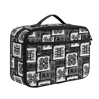Grey African Adinkra Symbols Print Portable Lunch Bag